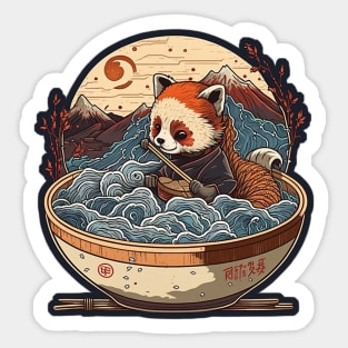 Red Panda Ramen Hot Spring Sticker